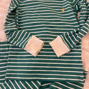 Organic Mightly Green and White Striped long sleeve pant Set